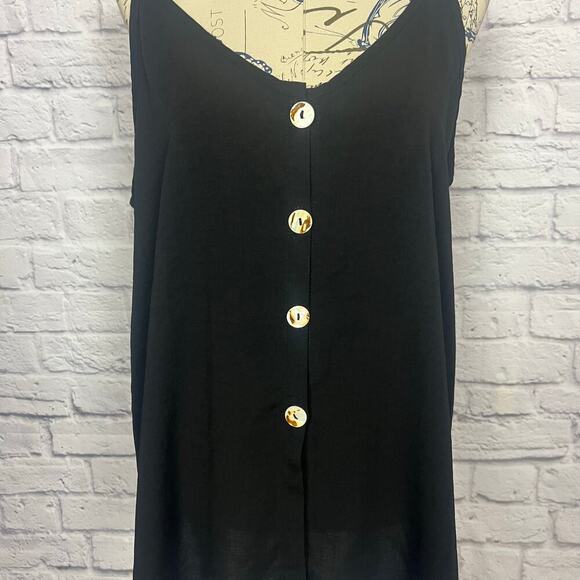 White Birch Black Cami With Buttons - Picture 2 of 8
